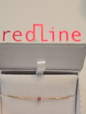 RedLine Rose Gold Bracelet with Pink Sapphire and Diamond Center Stone